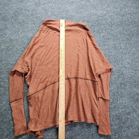 We The Free/Free People Rust Brown Oversized Waffle Knit Open Neck Top XS - Picture 10 of 12